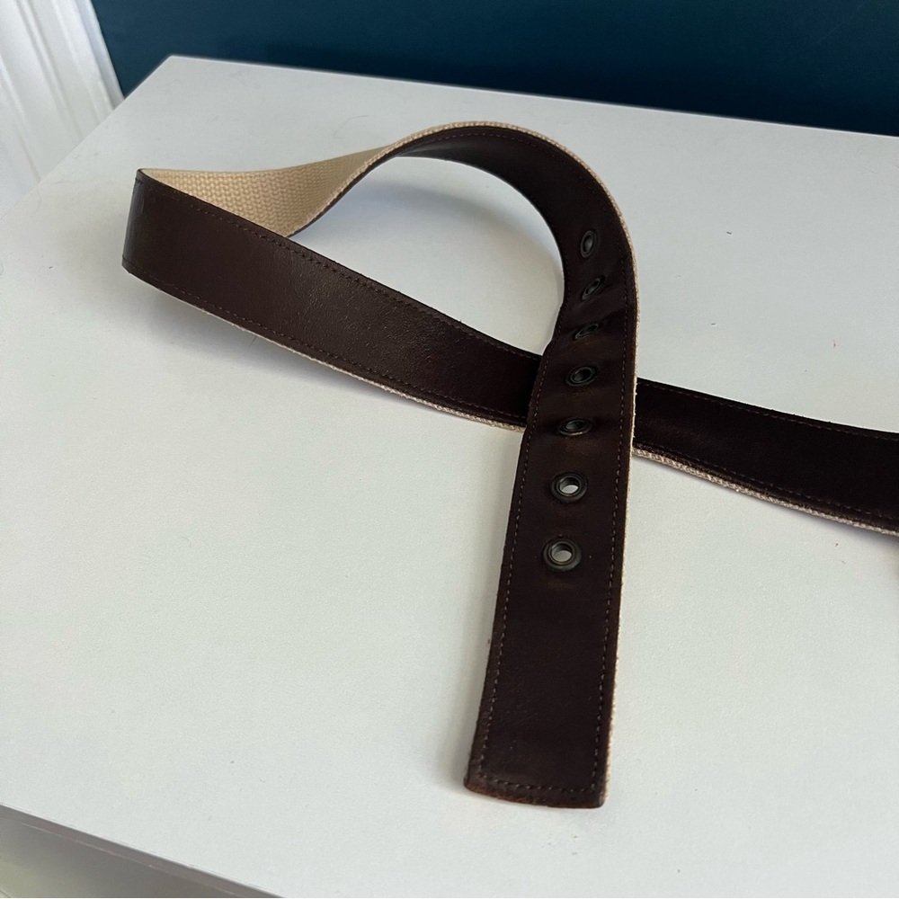 VINTAGE Leather Fabric Reversible Belt - Picture 2 of 7